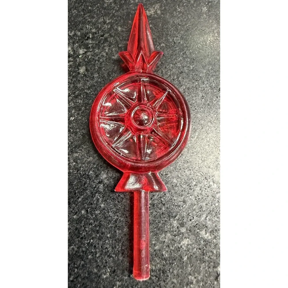 Red Plastic Christmas Tree Topper Light Cover Starburst‎ Finial 4